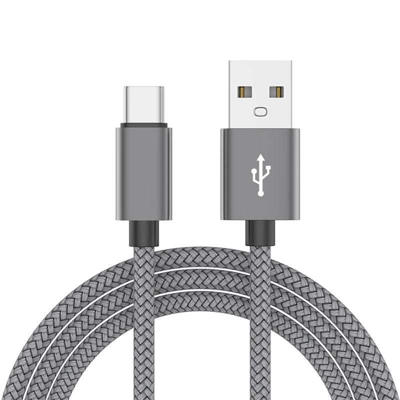 Nylon Data Cable Fast Charger USB A to Type C Charging Cable For Huawei Samsung Android Phone TypeC Charging Device 1M 2M 3M