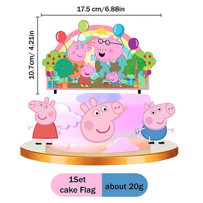Peppa Pig Theme Party Supplies Tableware Cup Plate Straw Napkins Spiral Honeycomb Paper boxe Background Girls Birthday Decorate