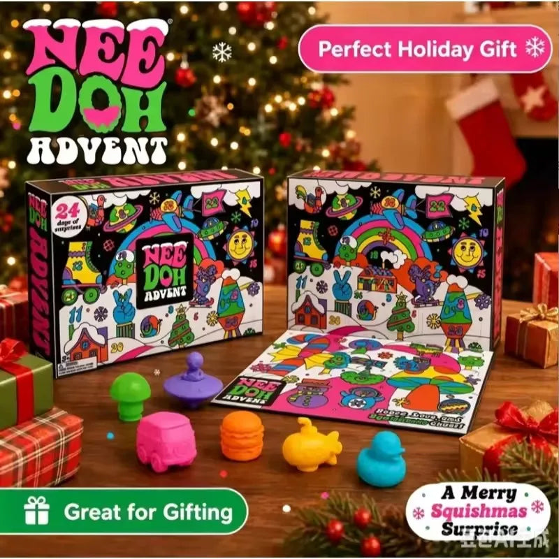 2026 New NeeDoh Christmas Advent Calendar Gift Box, 24‑Day Surprise Mini Squishy Fidget Toys, Sensory Stress‑Relief Toy Set