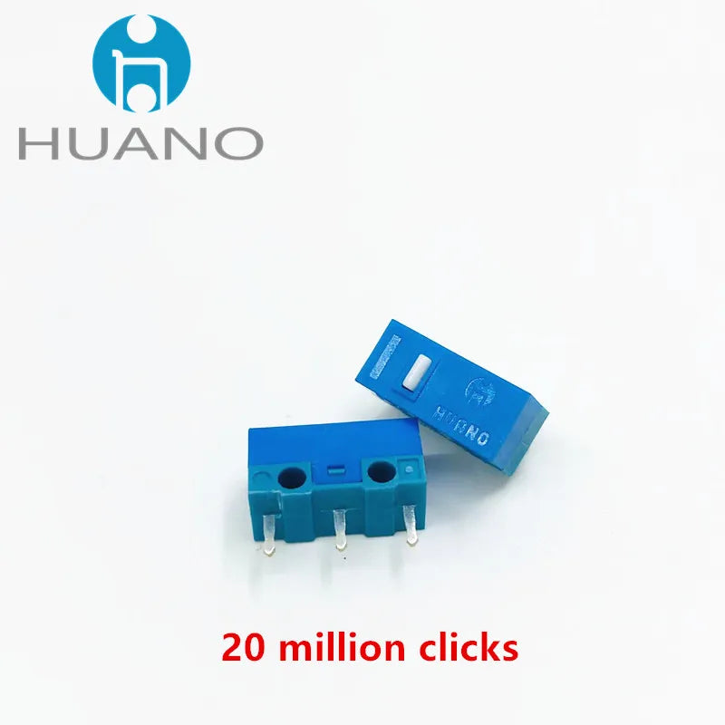 2Pcs New product HUANO Black Blue Transparent Shell Mute Mouse Micro Switch 10M 30M 60M 80M 100 million Mouse maintenance button