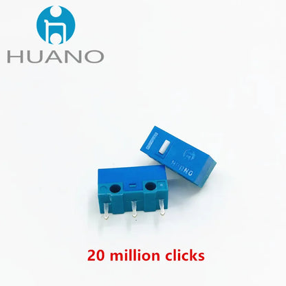 2Pcs New product HUANO Black Blue Transparent Shell Mute Mouse Micro Switch 10M 30M 60M 80M 100 million Mouse maintenance button
