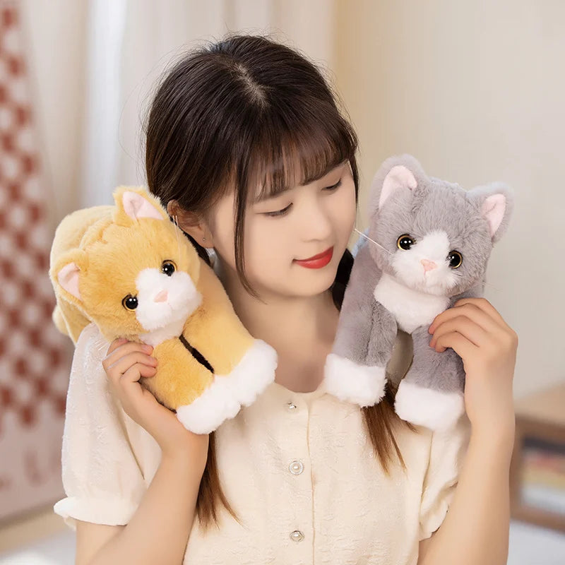 53CM Cute Simulated Cat Doll Plush Toy Stuffed Soft Animal Plush White Gray Kitten Pillow Kids Girls Birthday Gift Pet Toys Deco