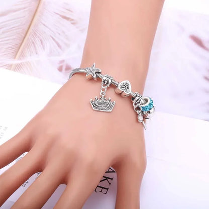 2025 New Charm Bracelet & Bangles Jewelry white butterfly Crown Beads Bracelets Brands Bracelets Fit Women Girl Gift