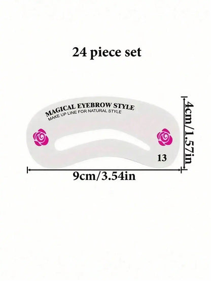 24 Styles Eyebrow Shaping Stencils - Grooming Kit for Women - Perfect for Beauty Modeling and Makeup Application