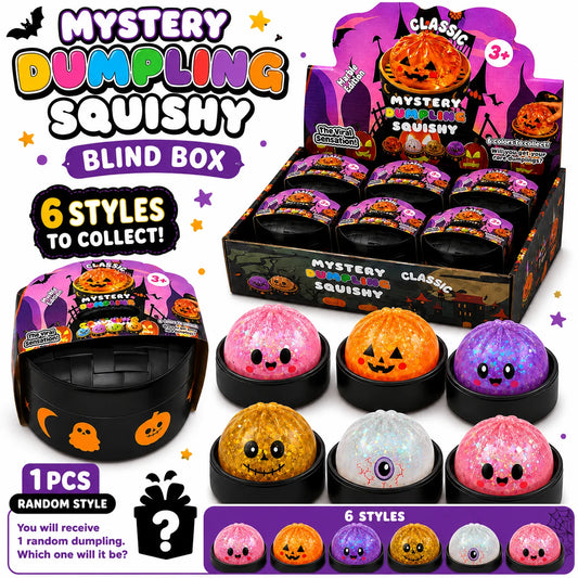 Random Halloween Dumpling Squishy 1-5pcs Blind Box Colorful Fake Food Slow Rebound Squeeze Sensory Fidget Stress Relief Decor