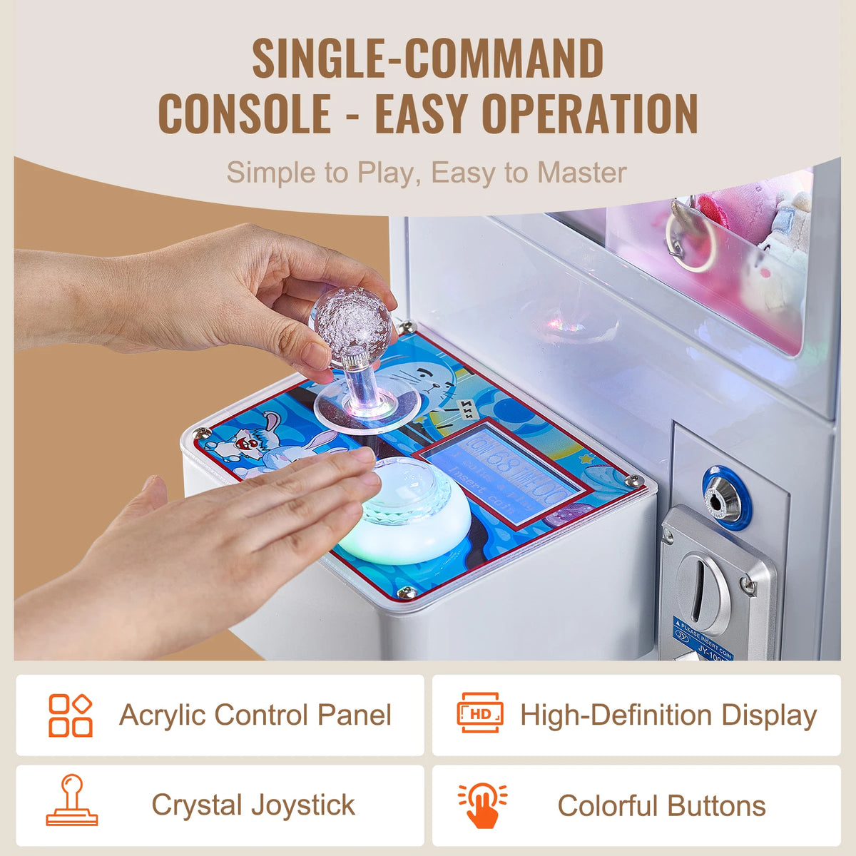 SucceBuy Claw Machine  0-3”Jaw Diameter 0-5”Jaw lifting Crane Prize Grabber Commercial Arcade Game Dispenser Vending Toy For Kid