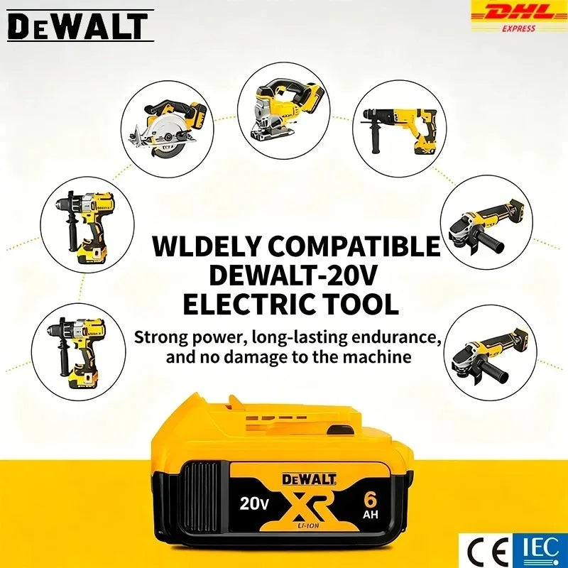 100% Genuine Dewalt 20V Battery, 6AH Rechargeable Lithium Ion Battery, Dewalt DCB200 Power Tool Replacement Battery