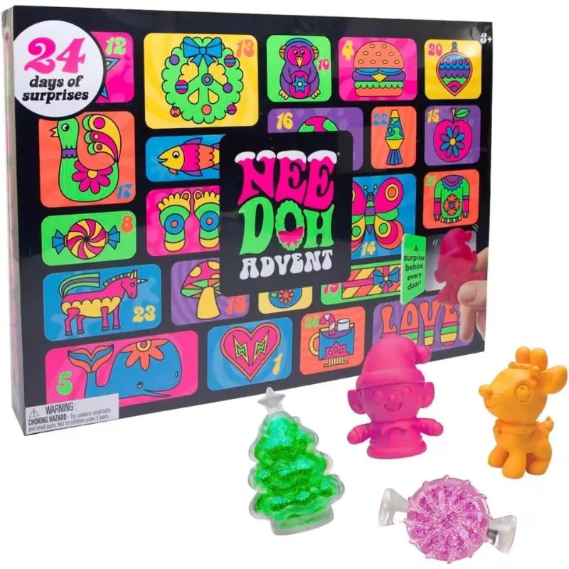 2026 NeeDoh Advent Calendar 3D PVC FidgetChristmas Countdown Calendar Surprise Box Stress Relief Toy New Year Holiday Adult Toys