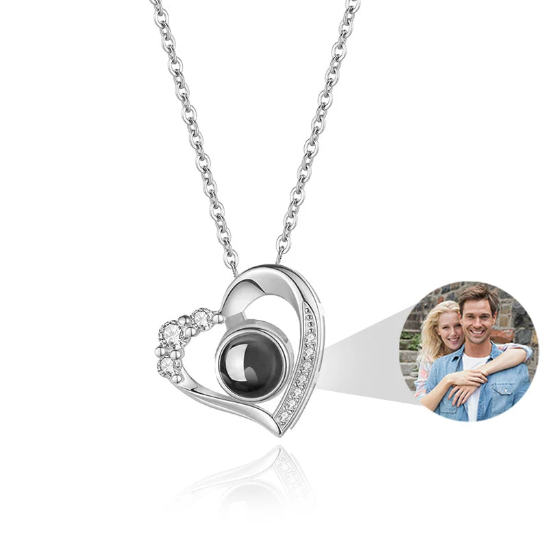Custom Photo Necklace Projection Necklace with Picture I Love You 100 Languages Personalized Necklace Jewelry Gifts for Women