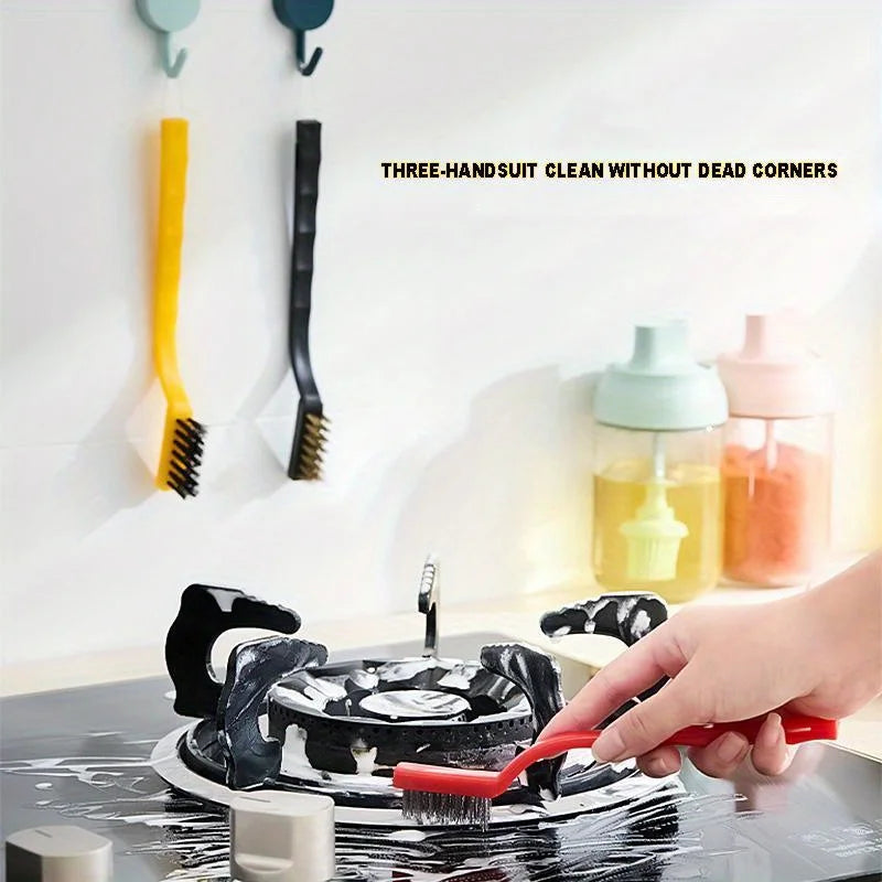 5-Piece Kitchen Cleaning Brush Set with Gas Stove Scraper and Wire Brush for Oil and Dirt Removal on Range Hood and Cooktops