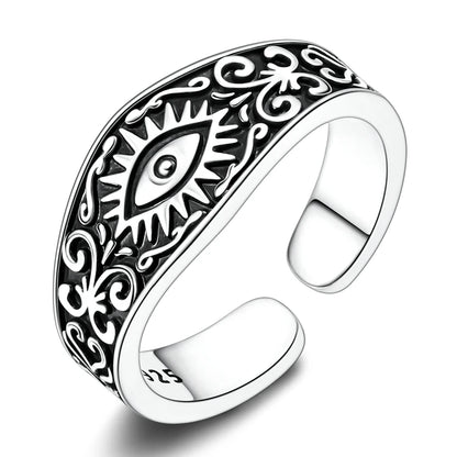 MULA 925 Sterling Silver Rings Retro Sun Moon Stars Adjustable Open Ring For Women Man Wedding Band Party Fashion Jewelry Gift