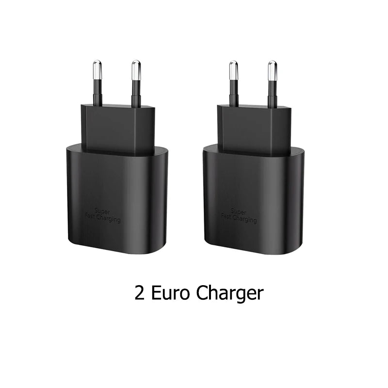 USB C 25W Fast Wall Charger with USB C to Type C Fast Charging Cable For Samsu Galax S25 24 S23 S22 S21 S20 Note 10 IPhone 15 16
