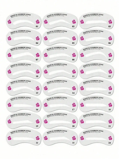 24 Styles Eyebrow Shaping Stencils - Grooming Kit for Women - Perfect for Beauty Modeling and Makeup Application