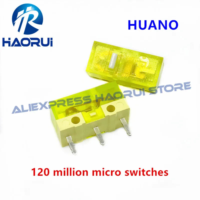 2Pcs New product HUANO Black Blue Transparent Shell Mute Mouse Micro Switch 10M 30M 60M 80M 100 million Mouse maintenance button