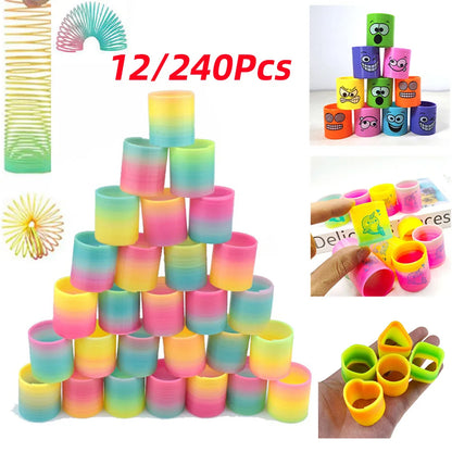 12/240pcs Mini Rainbow Magic Springs Toys Children Birthday Party Favor Giveaway Gifts Souvenir Kindergarten Guest Pinata Filler