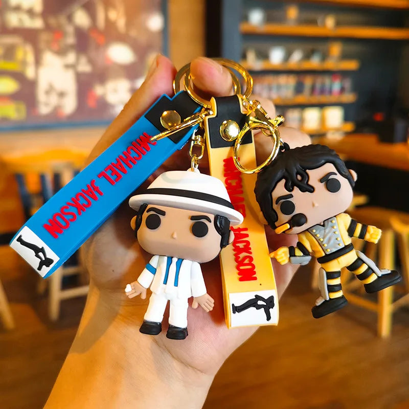 Michael Jackson Figure Keychain Classic Music Idol Pendant Mini Doll Keyring Fans Collectible Key Chain Gift
