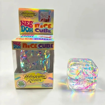 Needoh Holographic Ribbon Squishy Toy Squeeze Sensory Colorful Knead Stretch Anxiety Relief ADHD Fidget Leisure Adult Gift