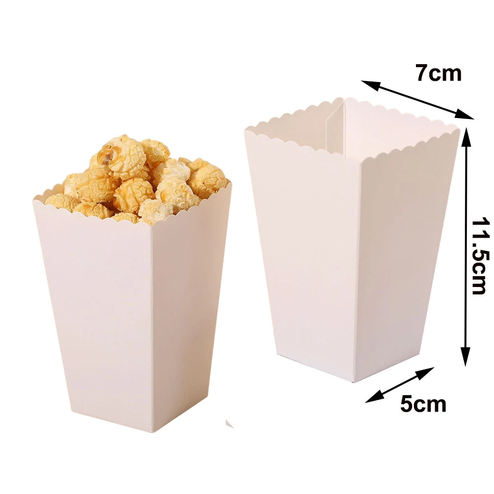 6/12/24 Solid Color Paper Food Trays Disposable Food Boat Black White Blue Yellow Popcorn Box Baby Showe Birthday Party Supplies