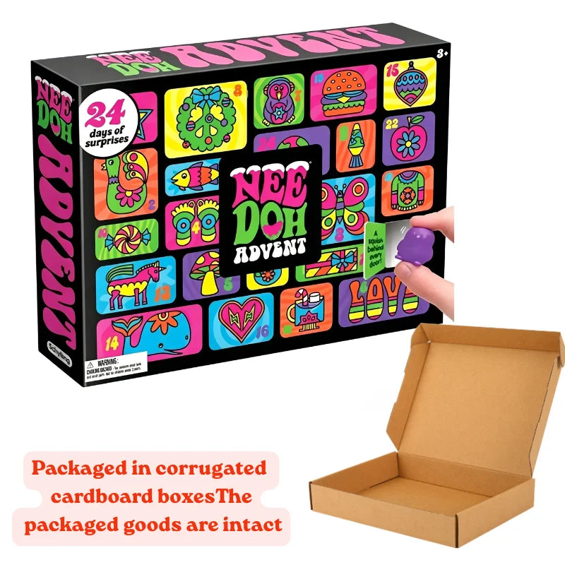 2026 NeeDoh Advent Calendar 3D PVC FidgetChristmas Countdown Calendar Surprise Box Stress Relief Toy New Year Holiday Adult Toys