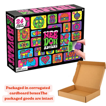 2026 NeeDoh Advent Calendar 3D PVC FidgetChristmas Countdown Calendar Surprise Box Stress Relief Toy New Year Holiday Adult Toys
