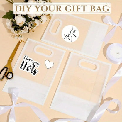 10 Pcs Gift Bags, 1 Roll of Ribbon, Reusable PP Holiday Bag with Ribbon, Suitable for Valentine's Day, Weddings, and Birthdays