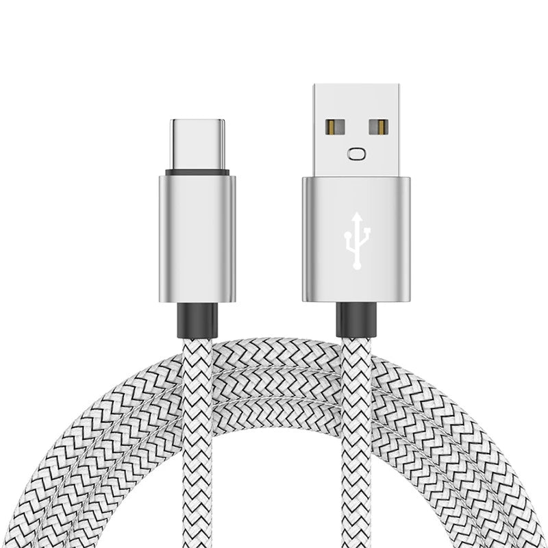 Nylon Data Cable Fast Charger USB A to Type C Charging Cable For Huawei Samsung Android Phone TypeC Charging Device 1M 2M 3M