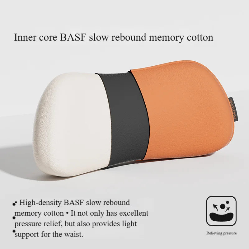 Car Seat Pillow Memory Foam Lumbar Support Breathable Back Protector Waist Protection Cushion Office Car Interior Accessories