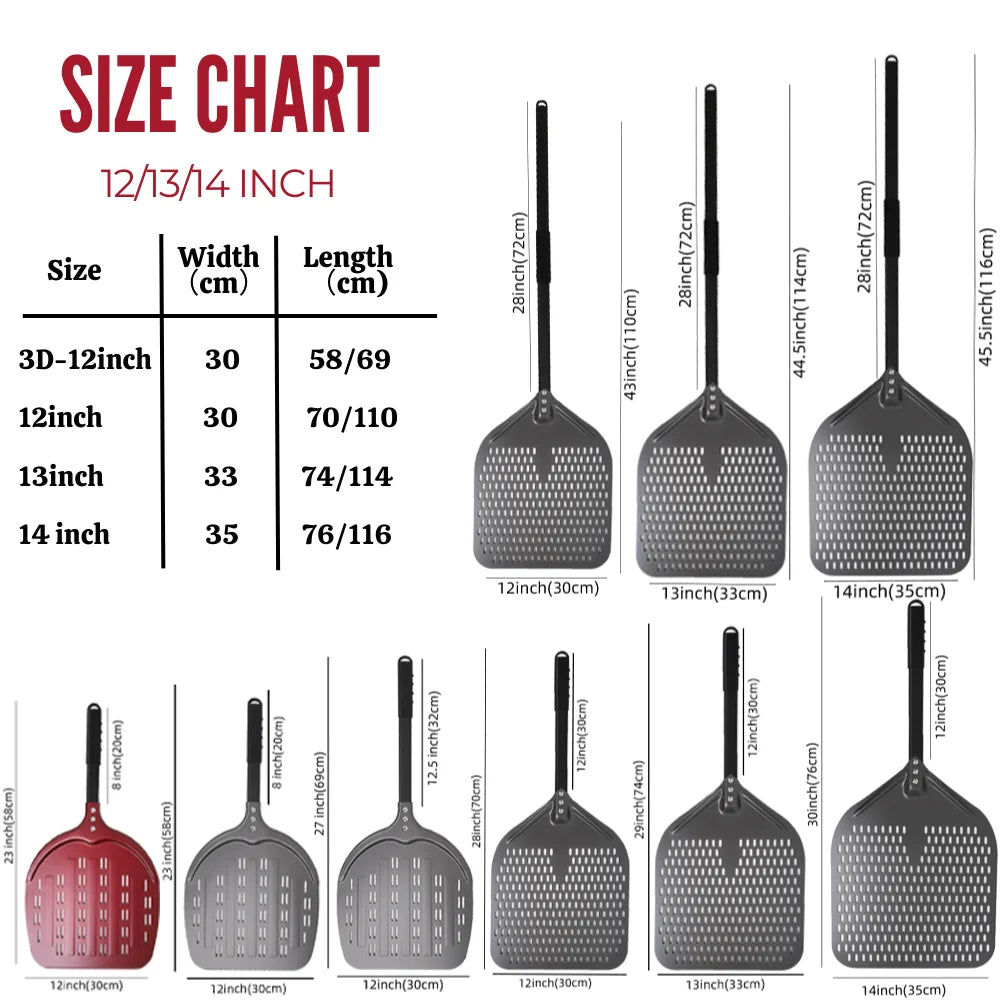 6&12 13 14  Inch Aluminum Pizza Peel Bread Paddle Pizza Oven Turning Peel Hard  Anodized Pizza  Baking Kitchen Tool Spatula