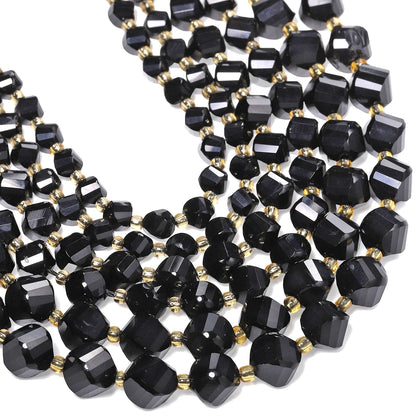 Natural Coffee Stripe Agate Stone Beads 6-10mm Faceted Twist Shape Beads Loose Spacer Beads for Jewelry Making Diy Accessories