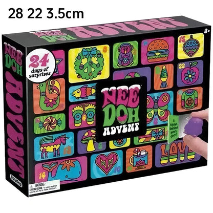 2026 NeeDoh Advent Calendar 24Pcs 3D PVC Fidget Doll Christmas Countdown Calendar Surprise New Year Gift
