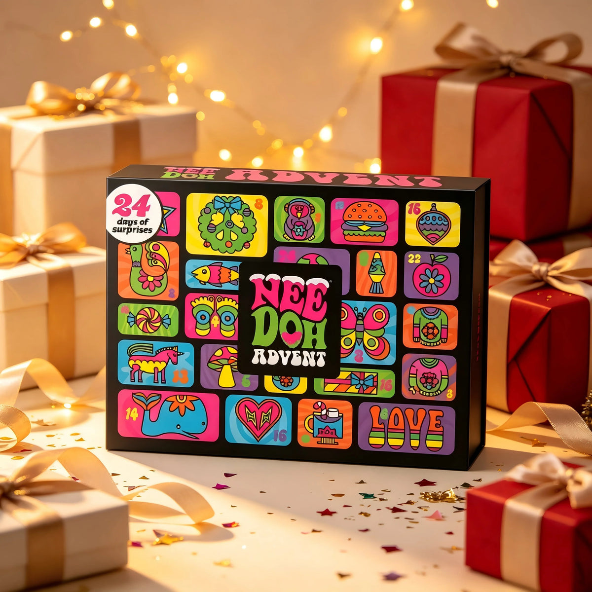 2026 Nee Doh Christmas Countdown Advent Calendar 3D PVC Fidget Doll Surprise Box,Stress Relief Holiday Gift Toy