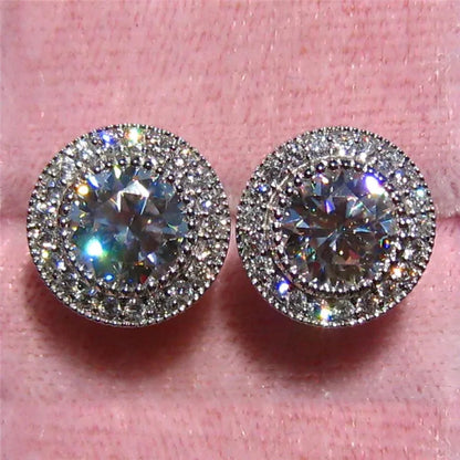 Huitan Delicate Small Round Stud Earrings Women with Shiny Cubic Zirconia Simple Versatile Accessories for Teens Fashion Jewelry