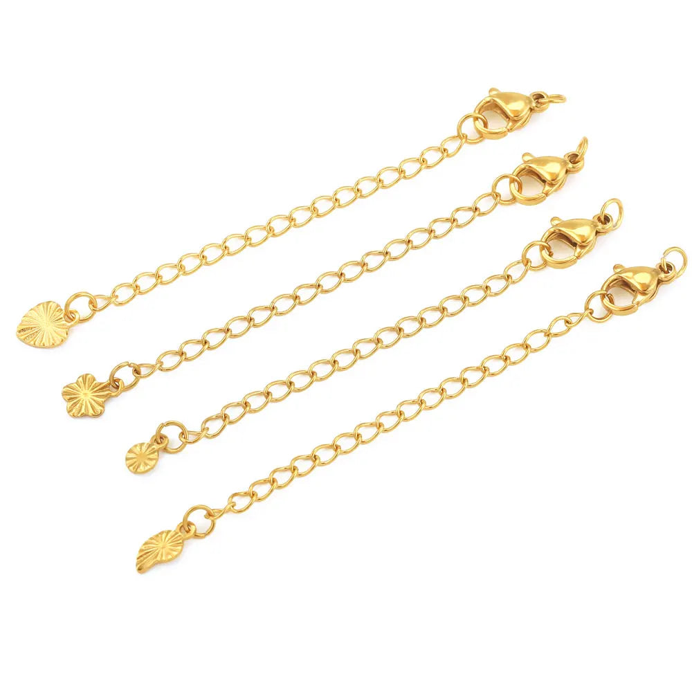 10pcs Stainless Steel Extension Extended Tail Chains With Lobster Clasps For Bracelet Necklace DIY Jewelry Making Supplies