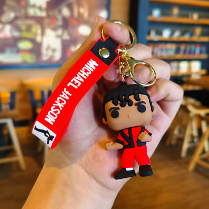 Michael Jackson Figure Keychain Classic Music Idol Pendant Mini Doll Keyring Fans Collectible Key Chain Gift