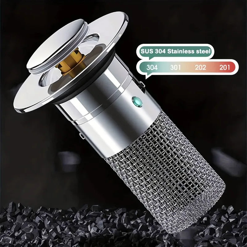 Bathroom Sink Drain Stopper, Pop Up Drain Filter with Removable Filter Basket Hair Catcher