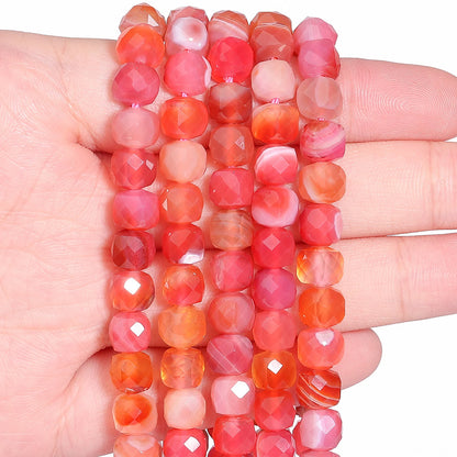 Natural Amethyst Beads 7-8mm Faceted Square Cube Geometric Shape Loose Beads for Jewelry Making Diy Accessories
