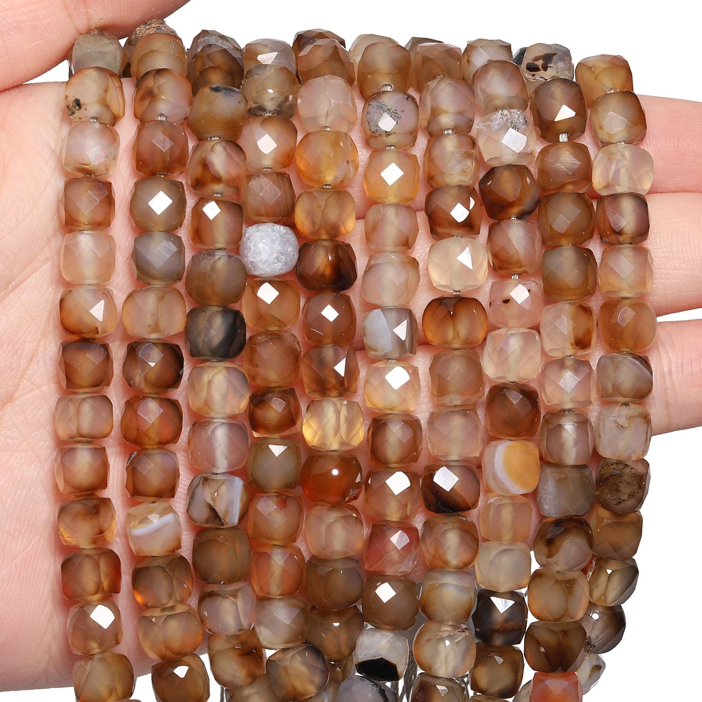 Natural Amethyst Beads 7-8mm Faceted Square Cube Geometric Shape Loose Beads for Jewelry Making Diy Accessories