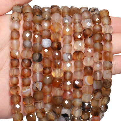 Natural Amethyst Beads 7-8mm Faceted Square Cube Geometric Shape Loose Beads for Jewelry Making Diy Accessories