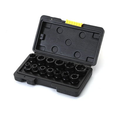 14 Pieces Impact Bolt & Nut Remover Set Cr-Mo Steel Bolt Extractor Tool Set with Solid Storage Case for Industrial Drop Shipping
