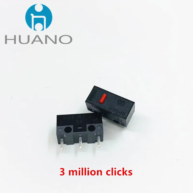 2Pcs New product HUANO Black Blue Transparent Shell Mute Mouse Micro Switch 10M 30M 60M 80M 100 million Mouse maintenance button