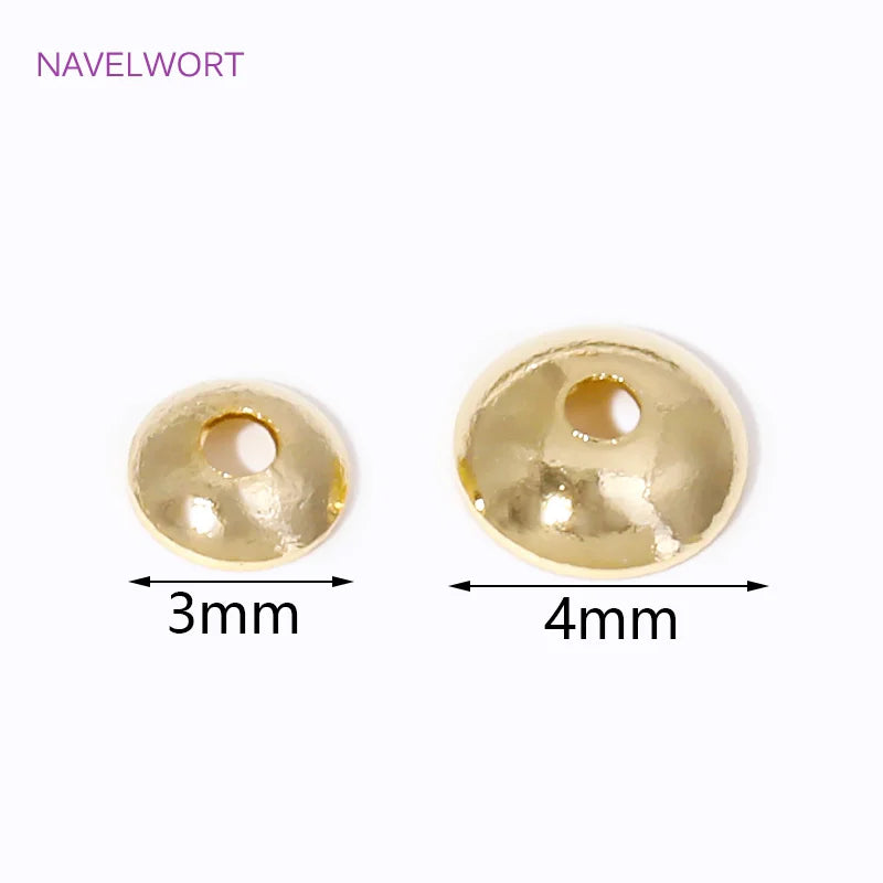 50/100pcs 3-4mm 14K Gold Plated Brass Round Bead Caps Spacer Beads For Jewelry Making DIY Bracelet Necklace Making Accessories