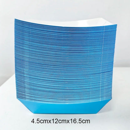 6/12/24 Solid Color Paper Food Trays Disposable Food Boat Black White Blue Yellow Popcorn Box Baby Showe Birthday Party Supplies