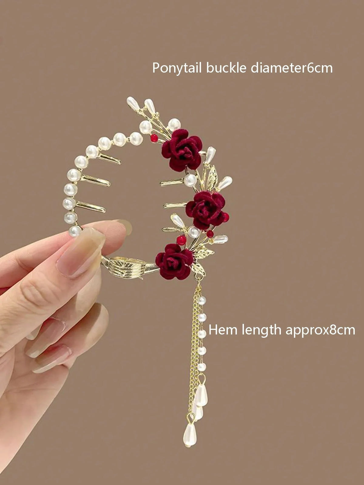 1pc Teen' Bun Holder Clip With Flower Tassel Decor, Perfect For Parties And Daily Wear In Summer