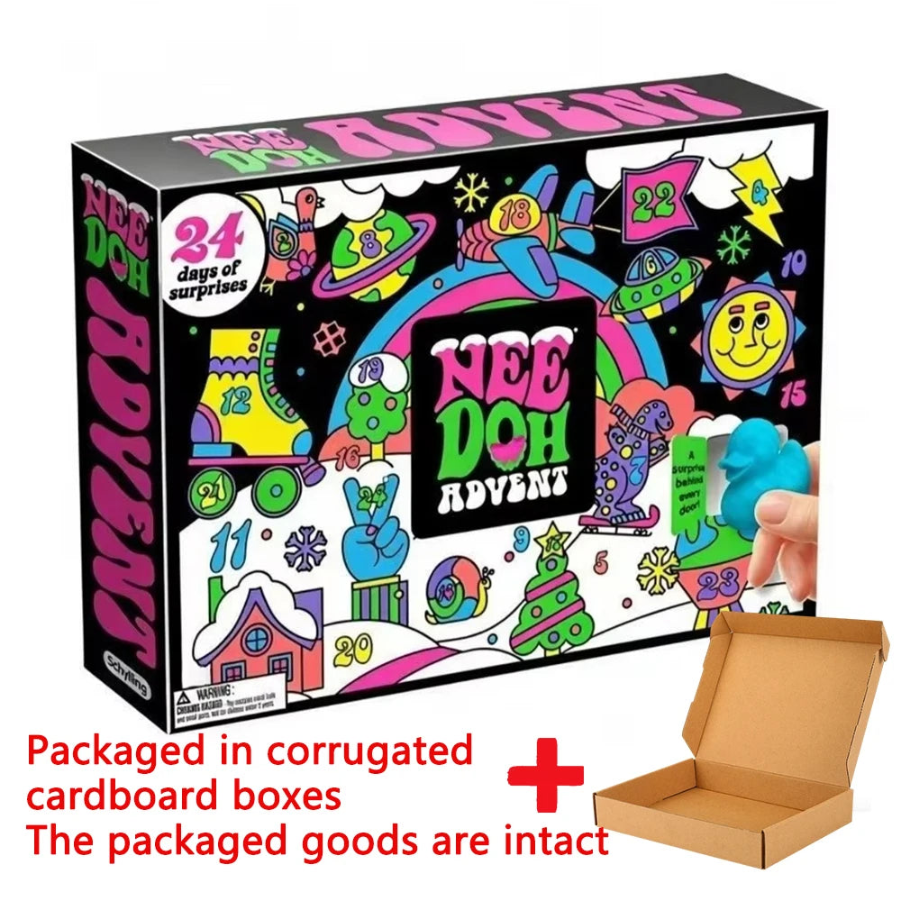 2026 NEW NeeDoh Christmas 24 Days Surprise Squishy Fidget Toy Advent Calendar Countdown Blind Box Countdown Calendar Fingertip