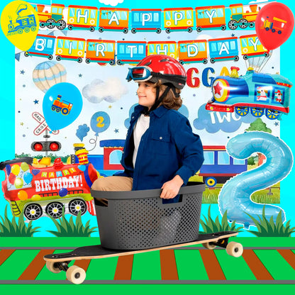 157 Pcs Train Party Decorations&Tableware Set-Plates Tablecloth Banner Balloons etc Chugga Chugga Two Two Birthday Decorations
