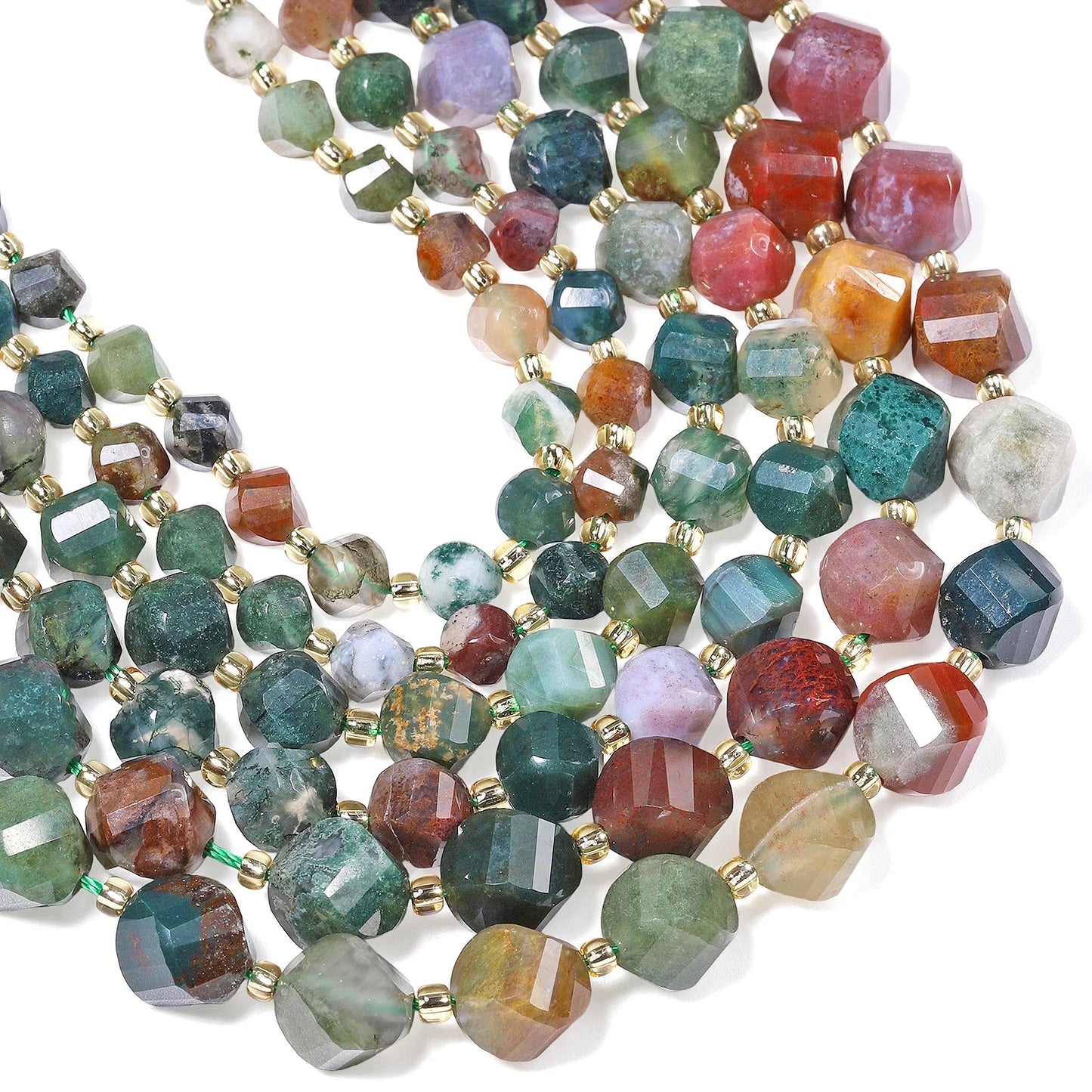 Natural Coffee Stripe Agate Stone Beads 6-10mm Faceted Twist Shape Beads Loose Spacer Beads for Jewelry Making Diy Accessories
