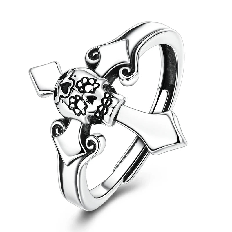 MULA 925 Sterling Silver Rings Retro Sun Moon Stars Adjustable Open Ring For Women Man Wedding Band Party Fashion Jewelry Gift