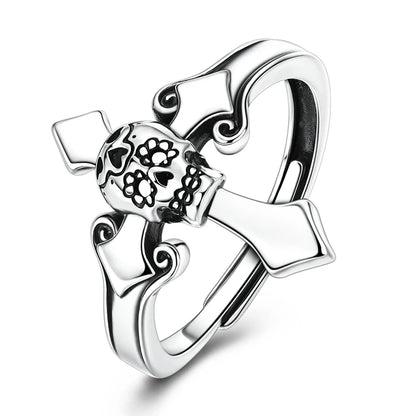 MULA 925 Sterling Silver Rings Retro Sun Moon Stars Adjustable Open Ring For Women Man Wedding Band Party Fashion Jewelry Gift