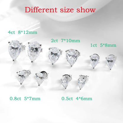 Smyoue 0.5CT 1CT Pear Cut Certified Moissanite Stud Earrings for Women 100% 925 Sterling Silver Plated 18k Gold Wedding Jewelry