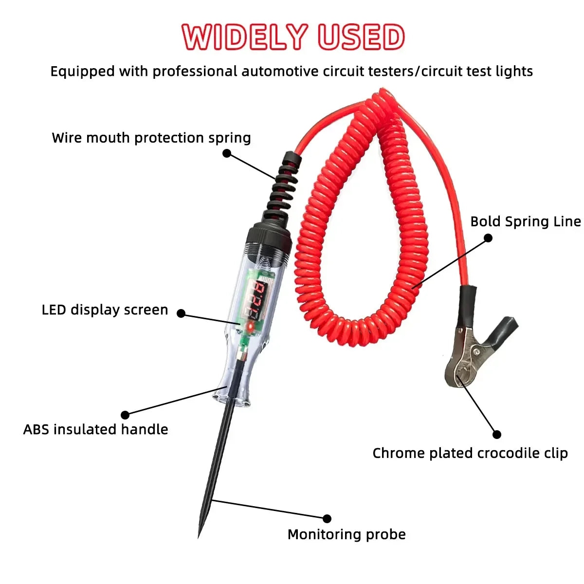 6V 12V 24V Car Truck Voltage Circuit Tester Pen, 5V-90V Digital Display Auto Test Light Probe for Automotive